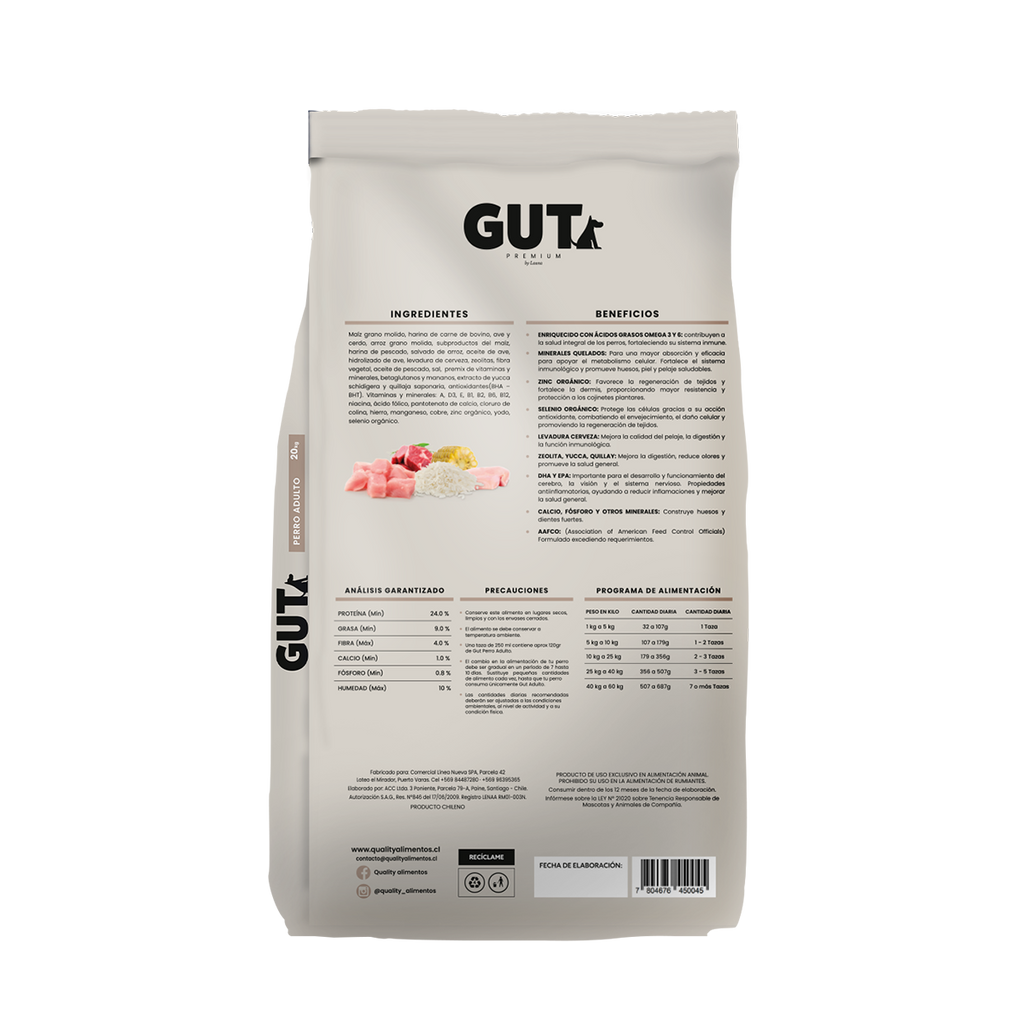 Alimento GUT Perro Adulto 20 Kg